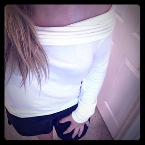 White off the shoulder top goes well with jeans
